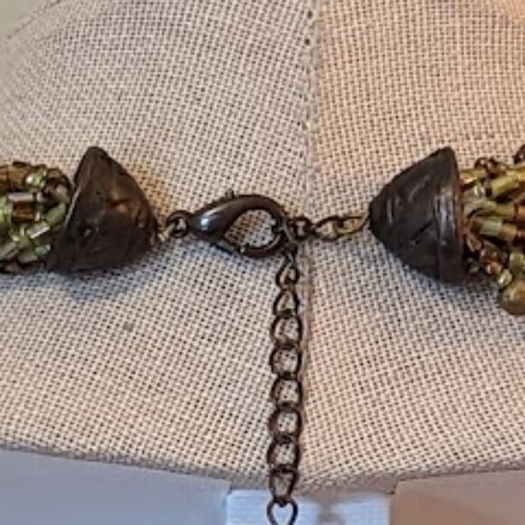 Green and Brown Multi-strand Choker Necklace - Picture 7 of 7